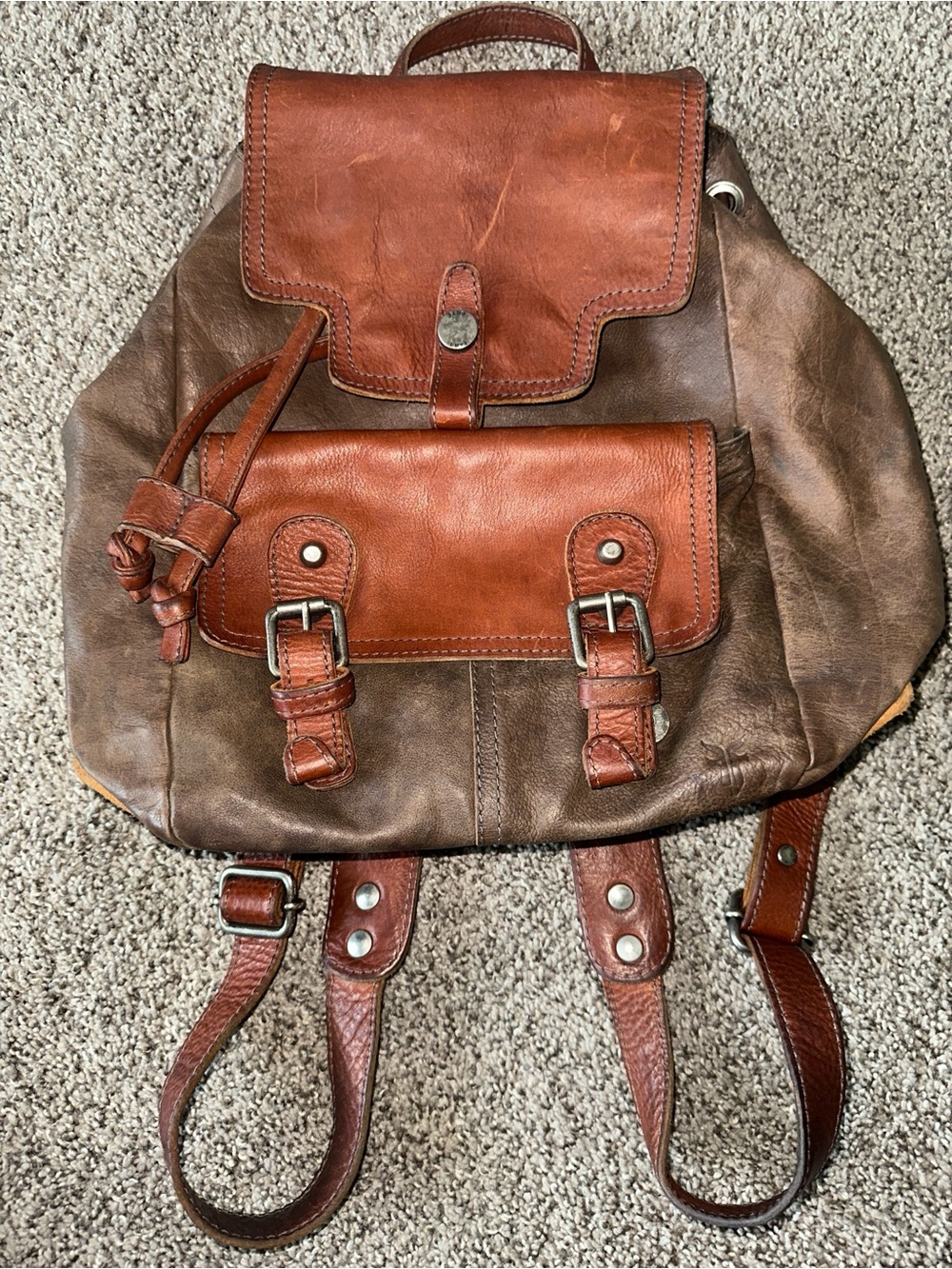 Frye Cognac Leather Backpack